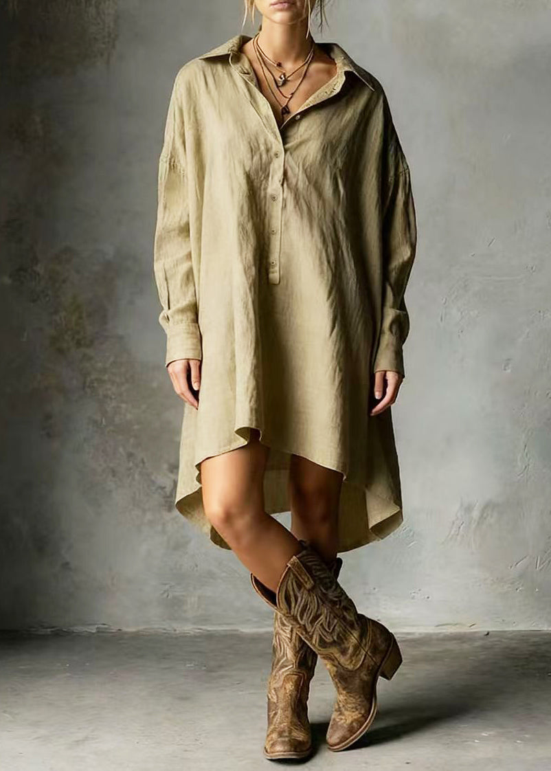 Kvinders Oversized Skjortekjole Langærmet Casual 1