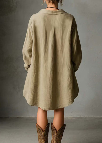 Kvinders Oversized Skjortekjole Langærmet Casual 3