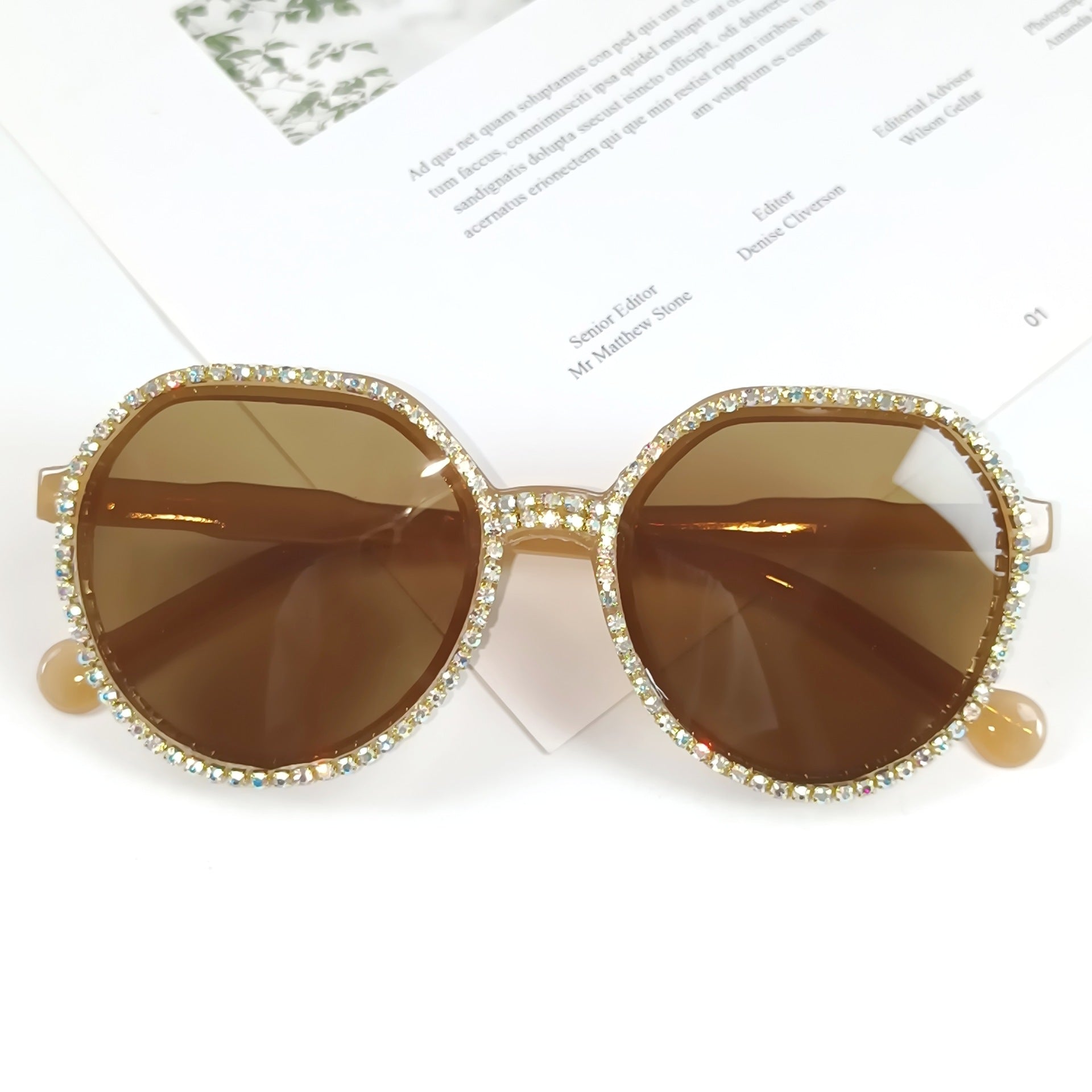 Kvinders Oversized Solbriller med Glitter 7