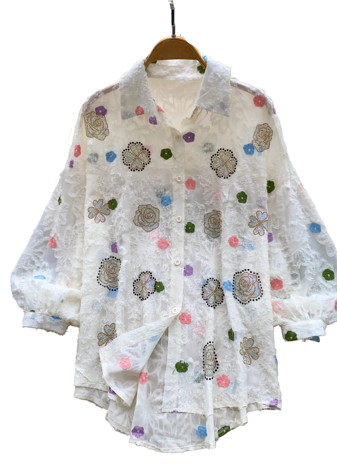 Kvinders Oversized Sommerbluse med Print 0