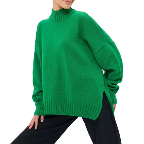 Kvinders Oversized Sweater med Halvhøj Hals 0