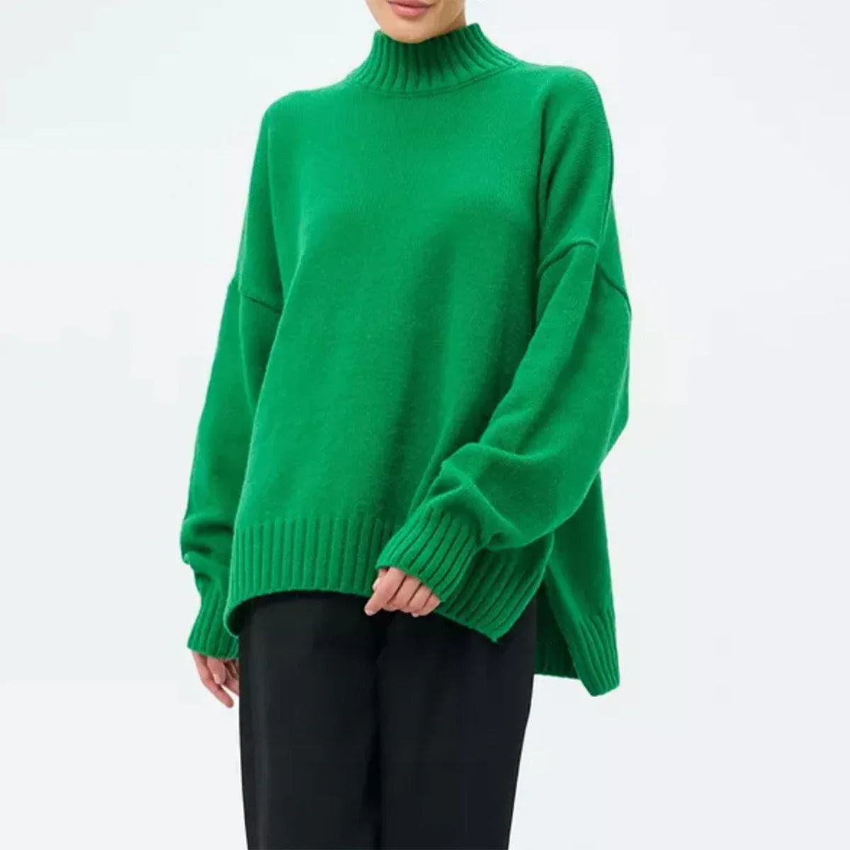Kvinders Oversized Sweater med Halvhøj Hals 1