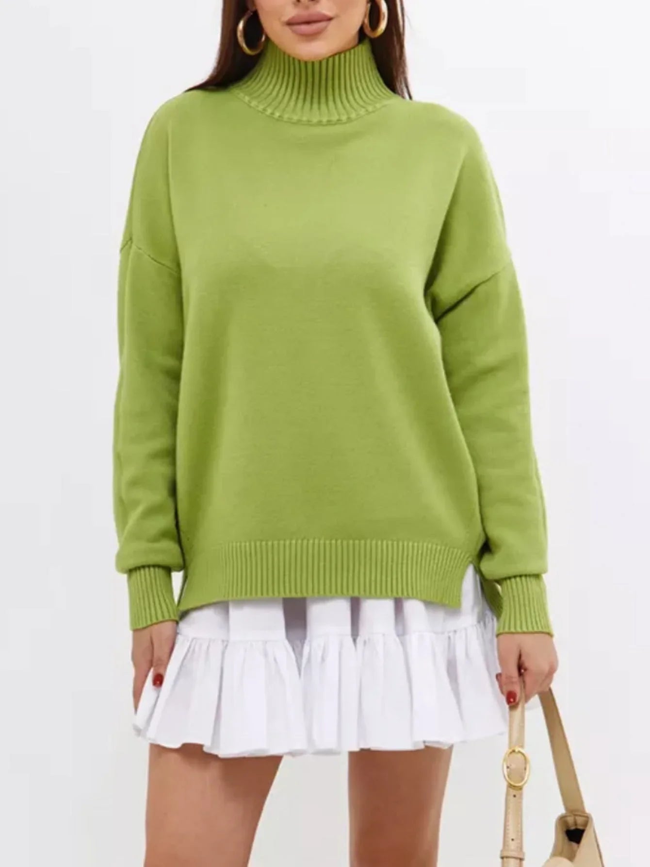 Kvinders Oversized Sweater med Halvhøj Hals 4