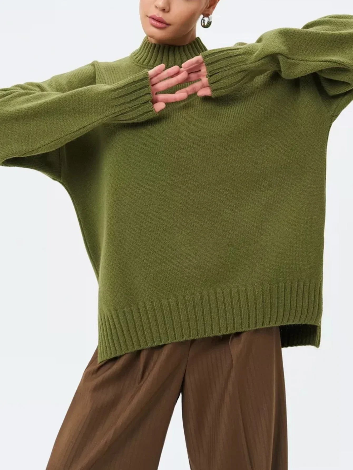 Kvinders Oversized Sweater med Halvhøj Hals 6