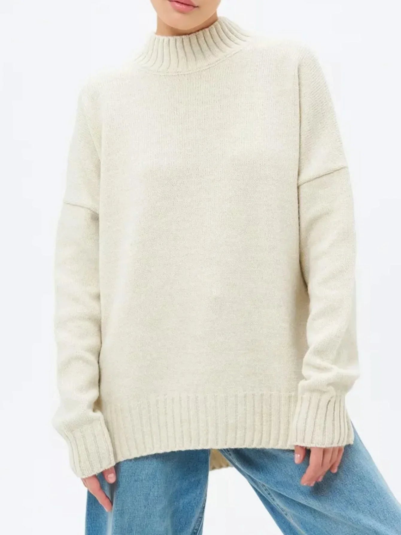 Kvinders Oversized Sweater med Halvhøj Hals 9