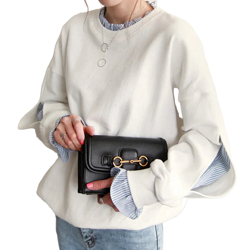 Kvinders Oversized Sweatshirt Med Flæsekant 0