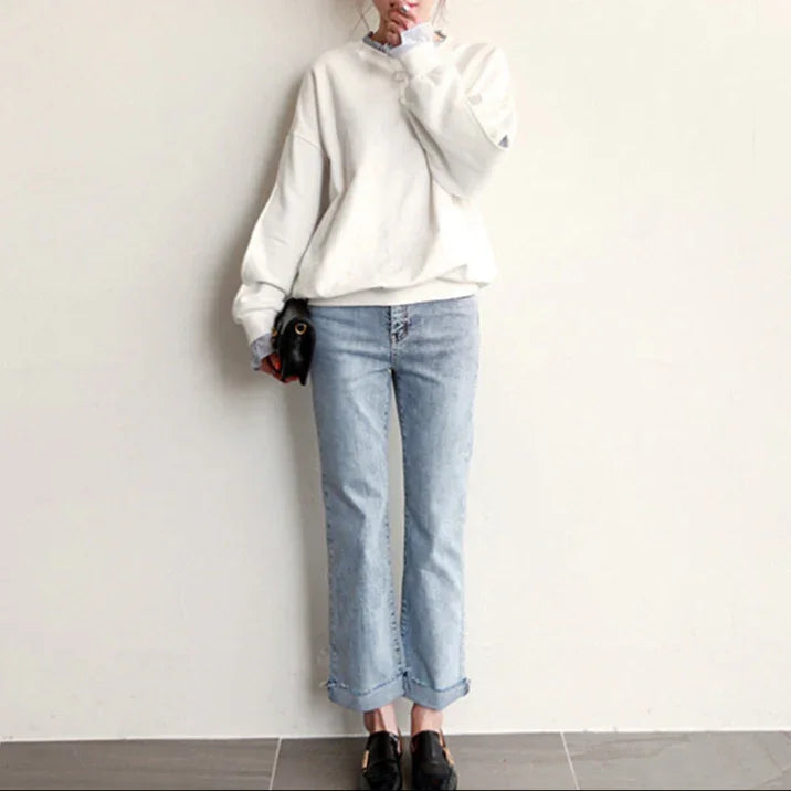 Kvinders Oversized Sweatshirt Med Flæsekant 2
