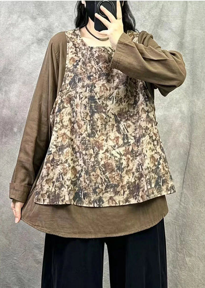 Kvinders Oversized Top med Patchwork Print 1