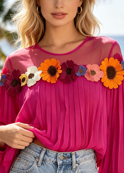 Kvinders Oversized Top med Patchwork og Blomsterprint 2