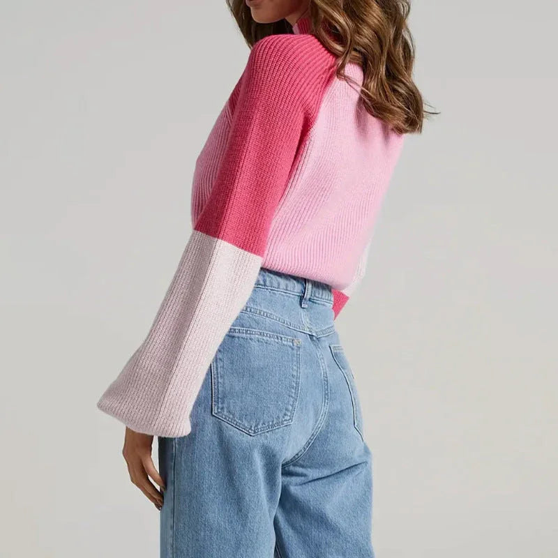 Kvinders Oversized Trøje med Mock-Hals og Klokkeærmer 1
