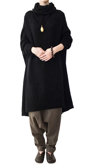 Kvinders Oversized Vinterkjole Med Turtle Neck 0