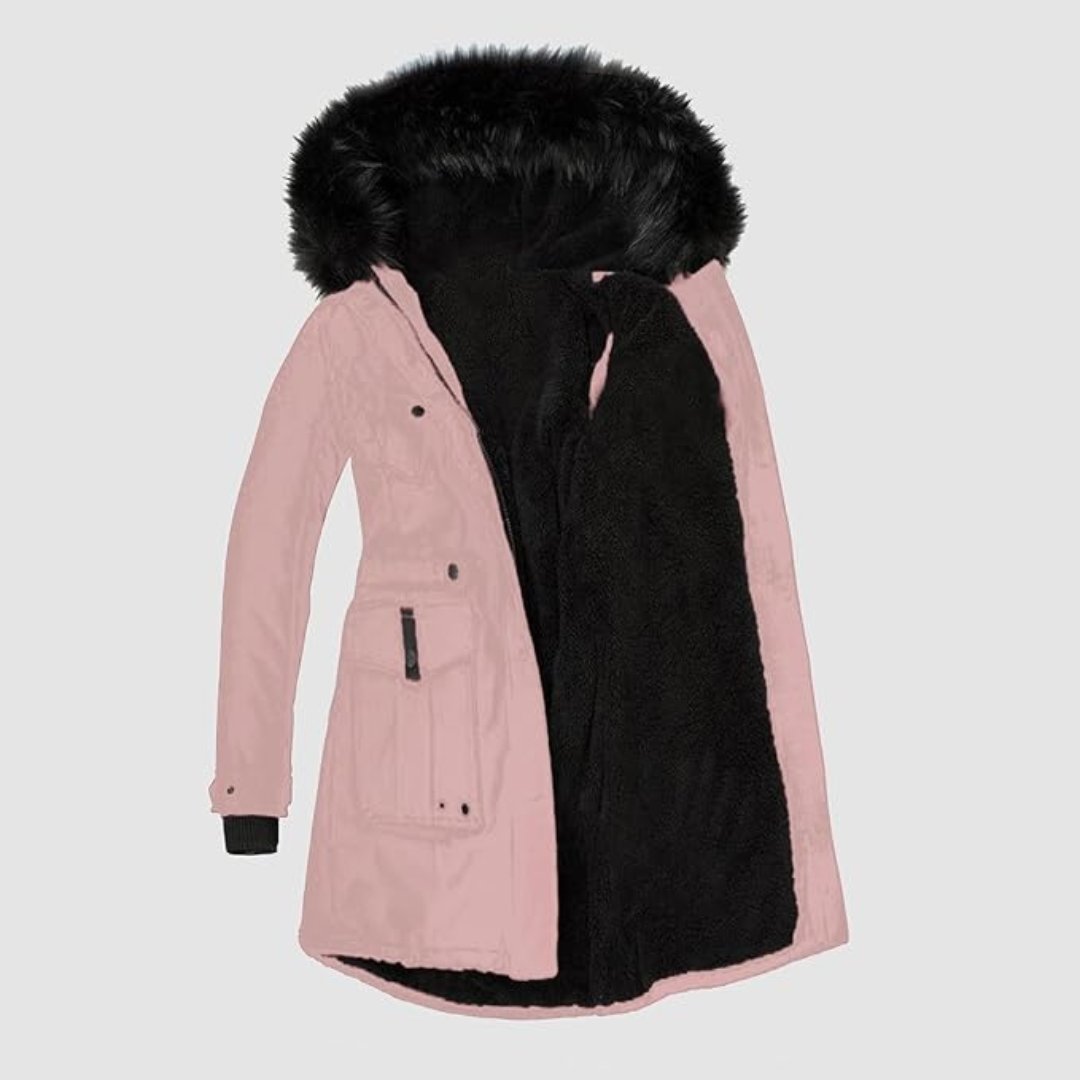 Kvinders Parka med Imiteret Pelskant 1