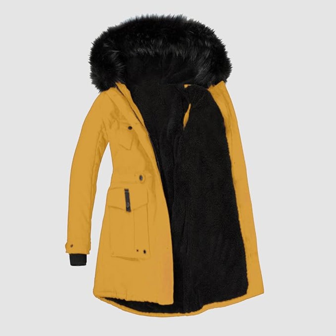 Kvinders Parka med Imiteret Pelskant 3