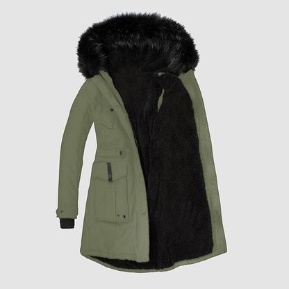 Kvinders Parka med Imiteret Pelskant 5