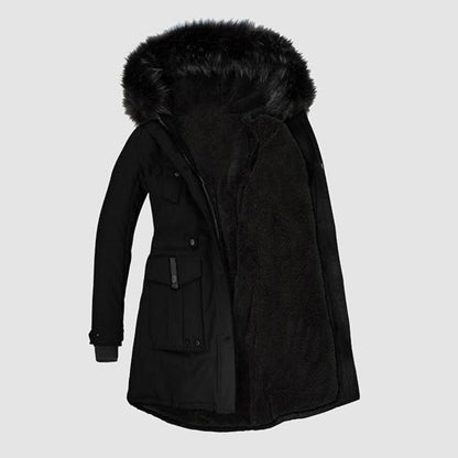 Kvinders Parka med Imiteret Pelskant 7