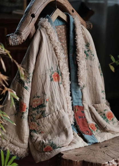 Kvinders Patchwork Jakke med Boho Print og Lommedetaljer 1