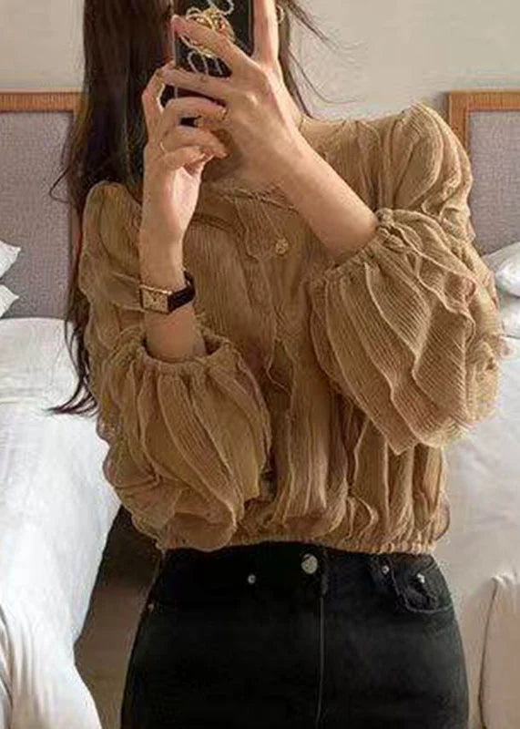 Kvinders Patchwork Top med Flæser og Rund Hals 4
