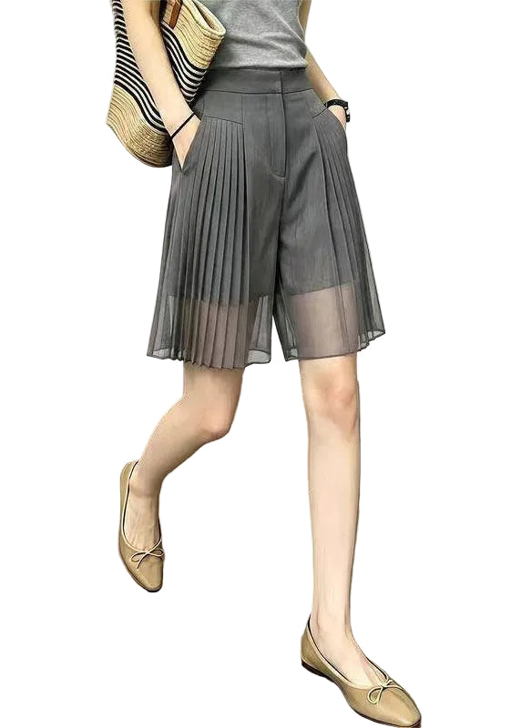 Kvinders Patchwork Tulle Shorts med Rynket Design 0
