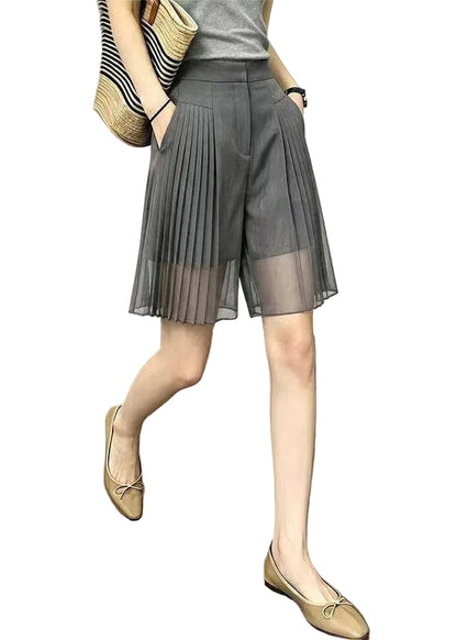 Kvinders Patchwork Tulle Shorts med Rynket Design 0