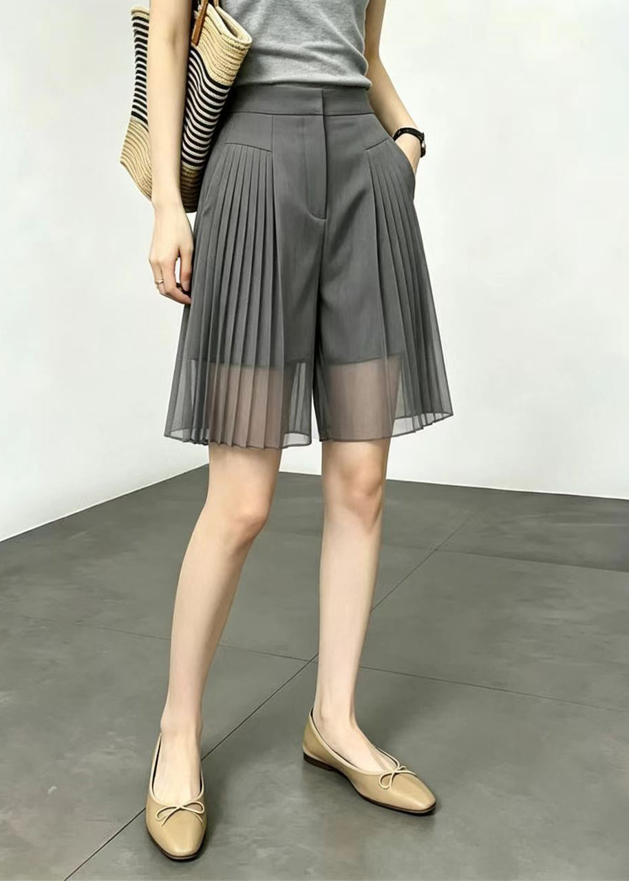 Kvinders Patchwork Tulle Shorts med Rynket Design 1