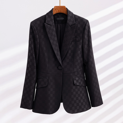 Kvinders Plaid Blazer Elegant Acetat-Spandex 1