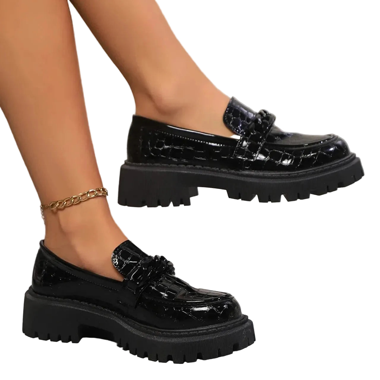 Kvinders Platform Sandaler Med Krokodilletekstur 0