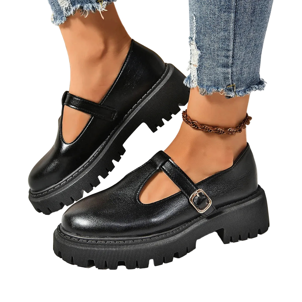 Kvinders Platform Sandaler Med Spænde Retro-Inspireret Design 0