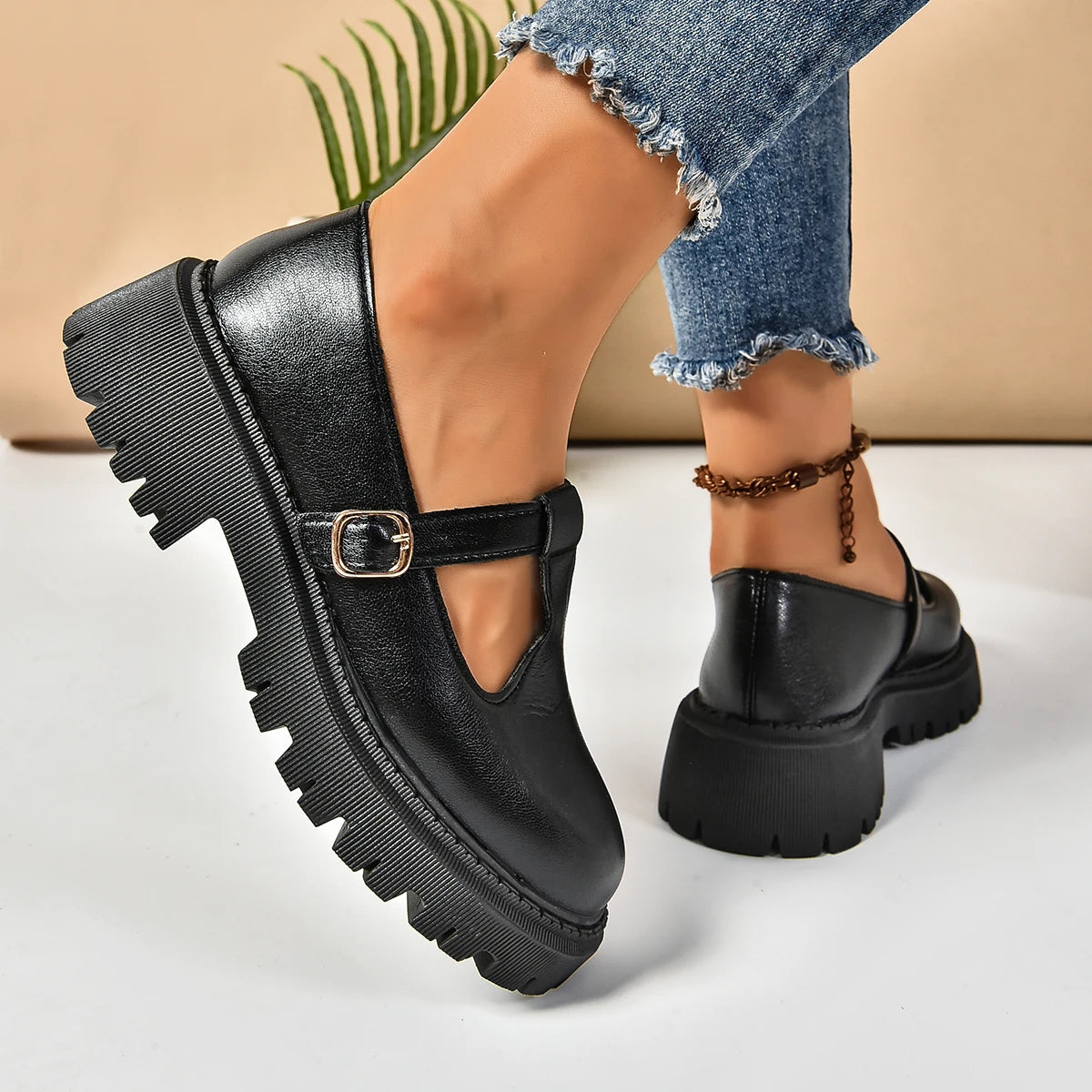Kvinders Platform Sandaler Med Spænde Retro-Inspireret Design 3
