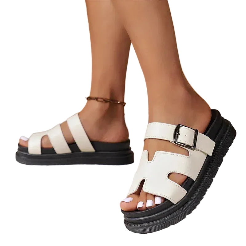 Kvinders Platform Sandaler med Læderstropper 0