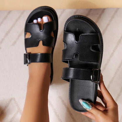Kvinders Platform Sandaler med Læderstropper 7