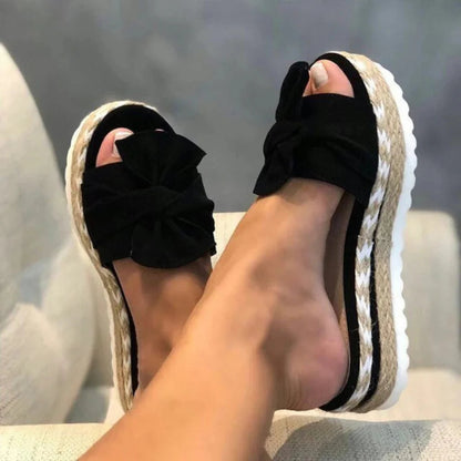 Kvinders Platform Slide Sandaler med Sløjfe 1
