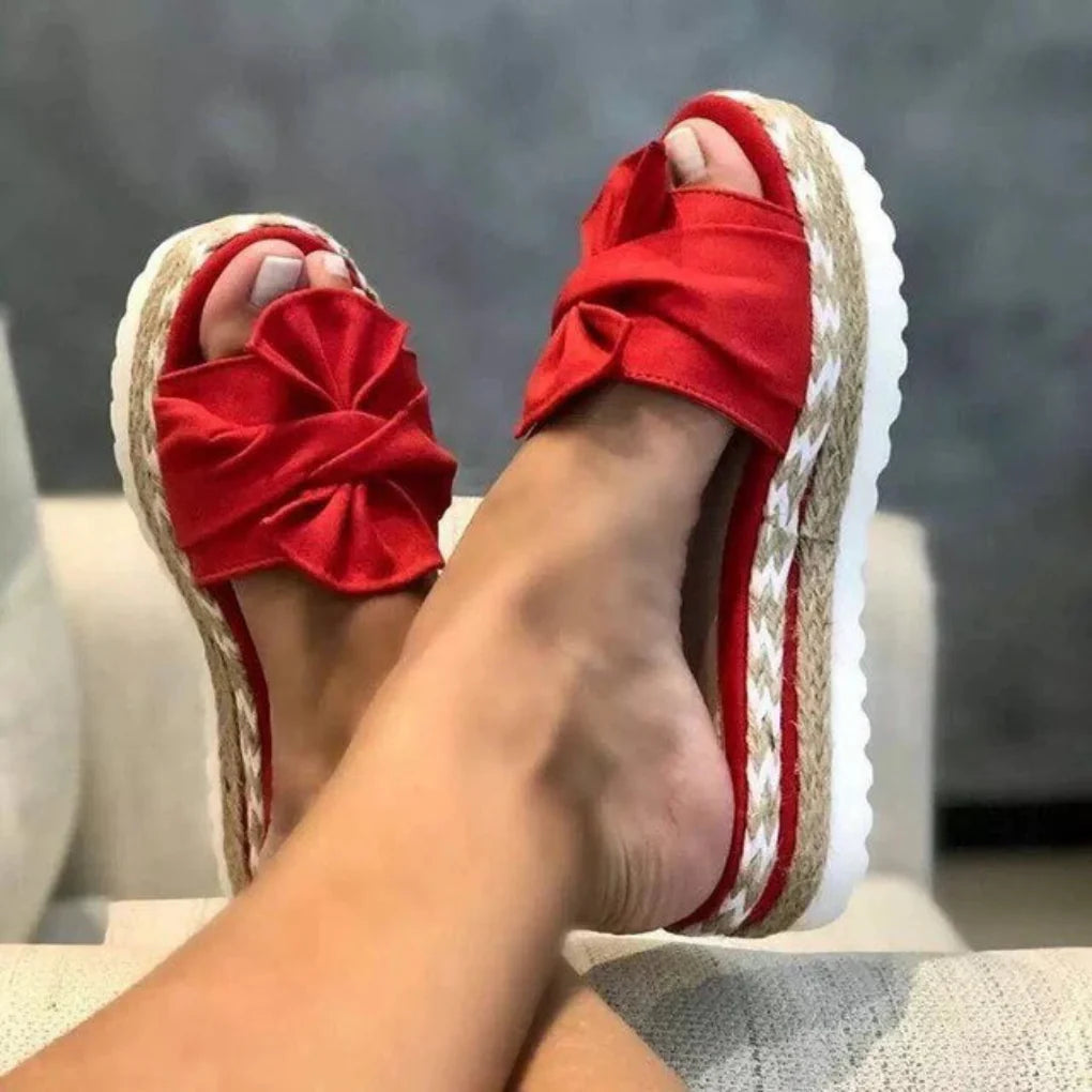 Kvinders Platform Slide Sandaler med Sløjfe 6