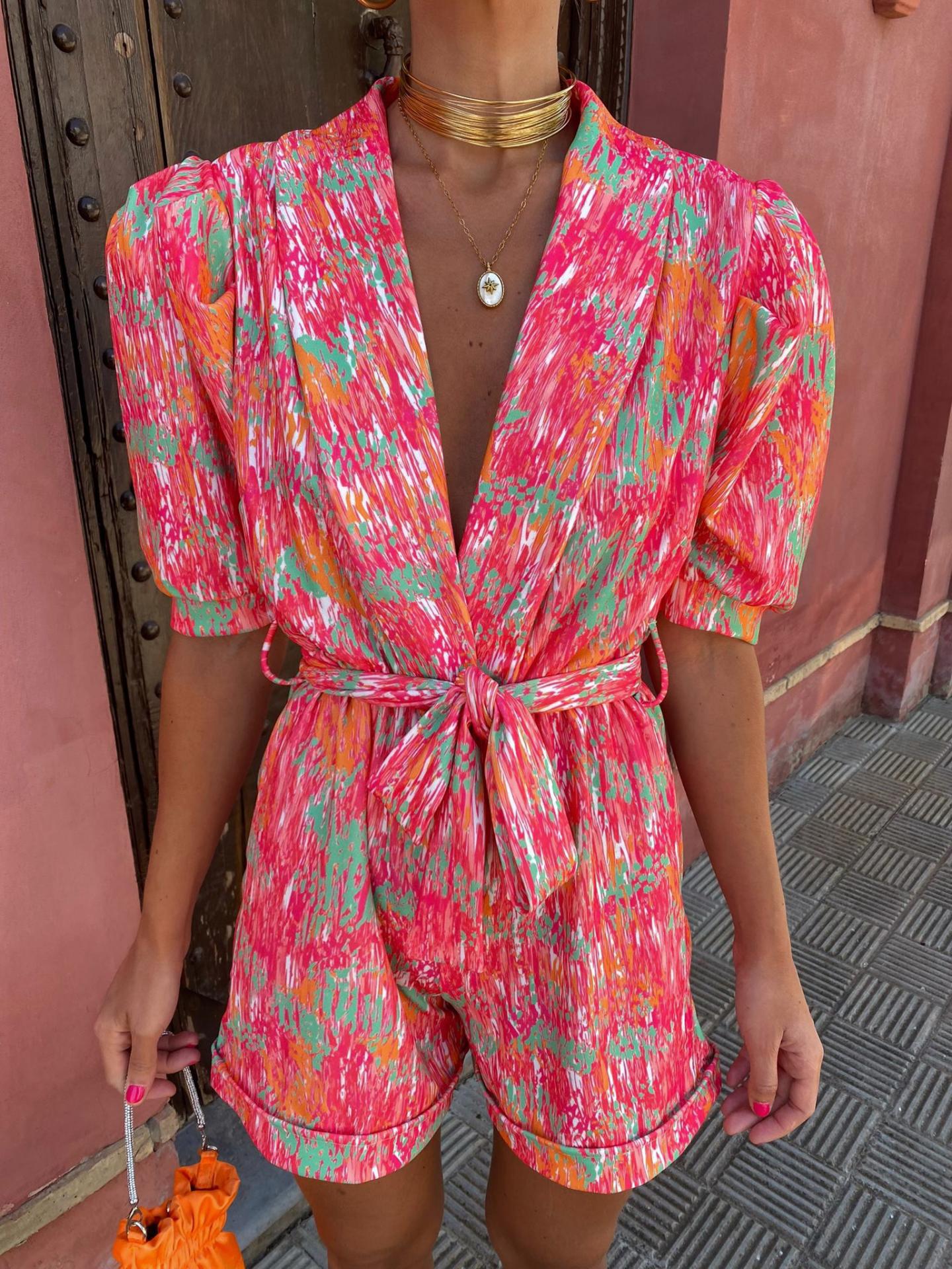 Kvinders Playsuit med Puffede Ærmer 1