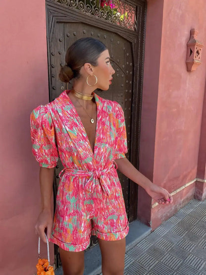 Kvinders Playsuit med Puffede Ærmer 2