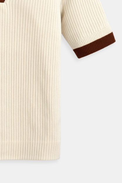 Kvinders Polo T-shirt med Farveblokke og Hakket Krave 3