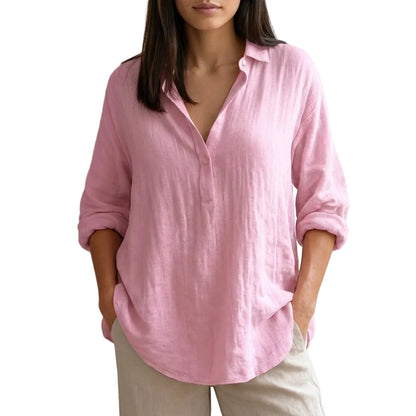 Kvinders Popover Bluse med Buet Kant 0