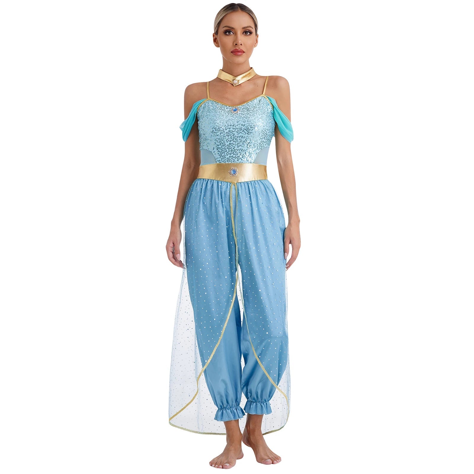 Kvinders Prinsesse Kostume med Skinnende Detaljer 0