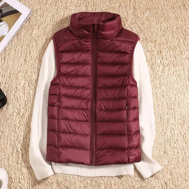 Kvinders Puffer Vest med Lynlås 9
