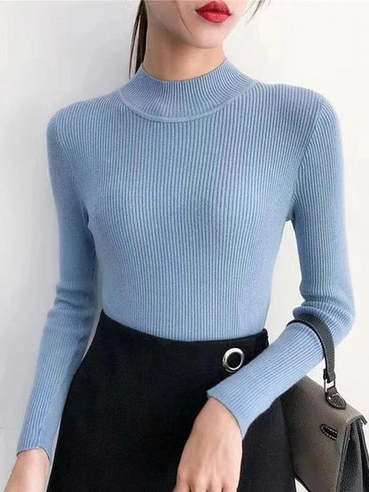 Kvinders Pullover Sweater Mock Neck Strikket 7