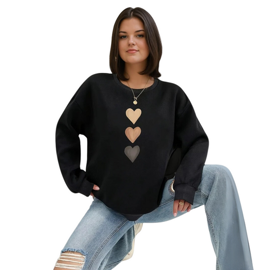 Kvinders Pullover med Hjerte Gradient Design i Blødt Stof 1