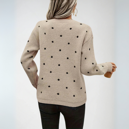 Kvinders Pullover med Polka Dots i Blødt Strik 1