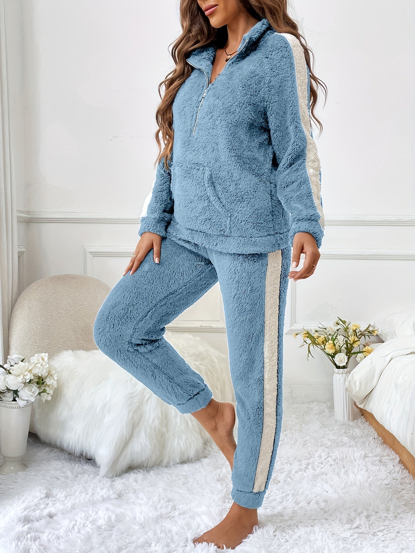 Kvinders Pyjamas Sæt med Halv Lynlås og Joggingbukser 1