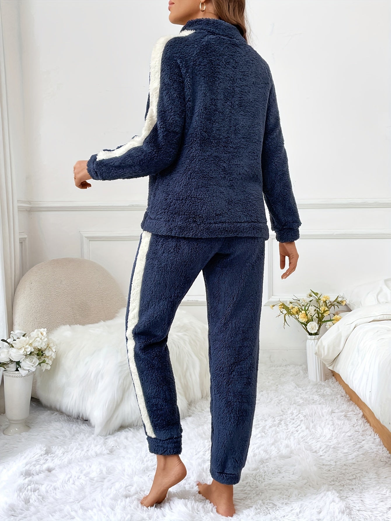 Kvinders Pyjamas Sæt med Halv Lynlås og Joggingbukser 6