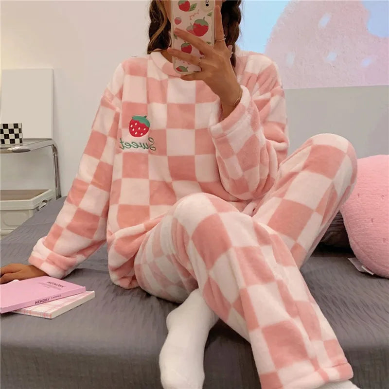 Kvinders Pyjamasæt Blødt Bomuld Komfortabelt Design 4