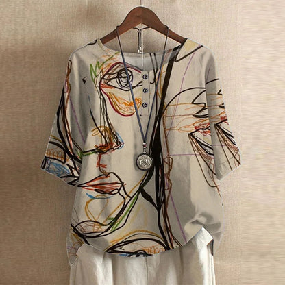 Kvinders Retro-inspireret Bluse med Blomsterdesign 10