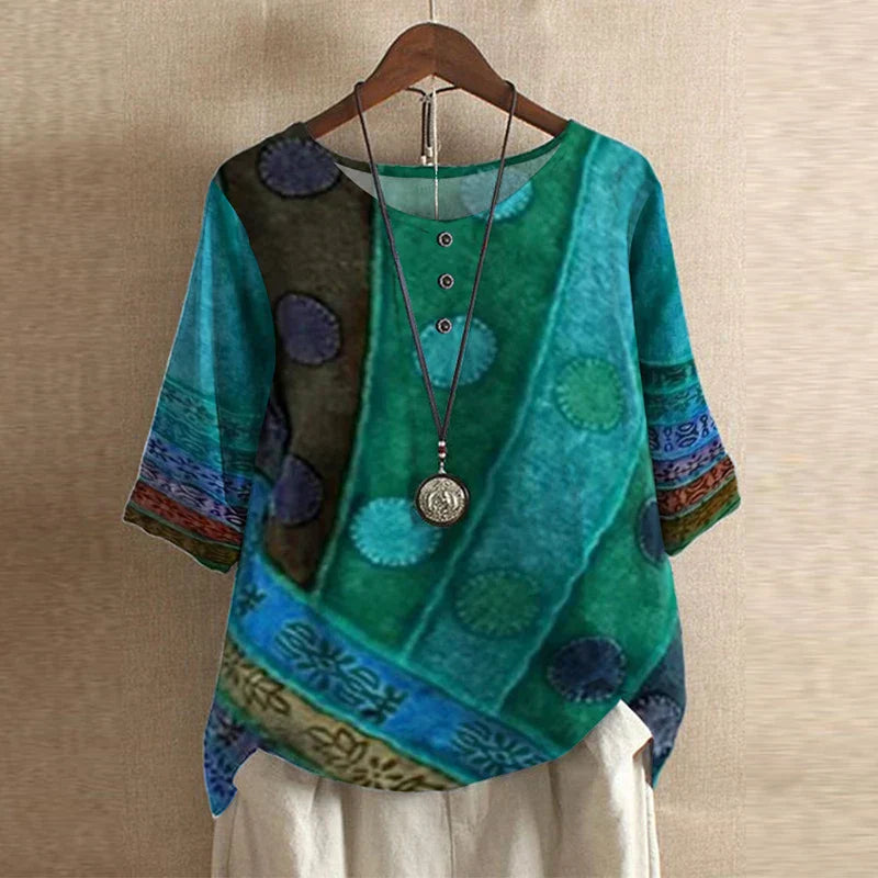 Kvinders Retro-inspireret Bluse med Blomsterdesign 2