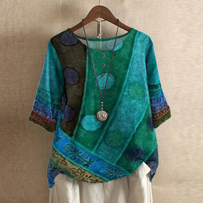 Kvinders Retro-inspireret Bluse med Blomsterdesign 2