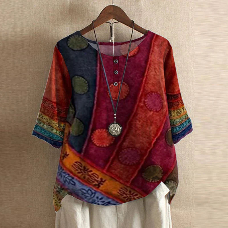 Kvinders Retro-inspireret Bluse med Blomsterdesign 3