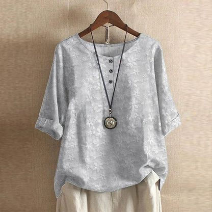 Kvinders Retro-inspireret Bluse med Blomsterdesign 5
