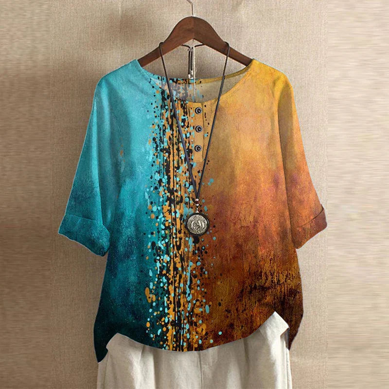 Kvinders Retro-inspireret Bluse med Blomsterdesign 7